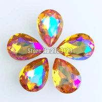 free shipping golden yellow ab color drop shape crystal glass pointback rhinestones diyclothing accessories