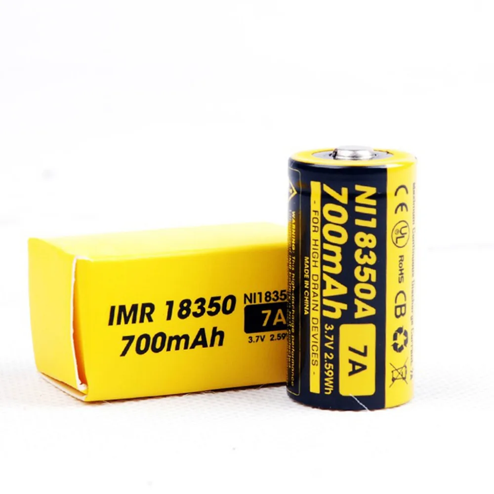 Nitecore NI18350A IMR 18350 IMR18350 700 мА/ч 7A батареи для высокое Дренажные устройства 1 шт.|battery