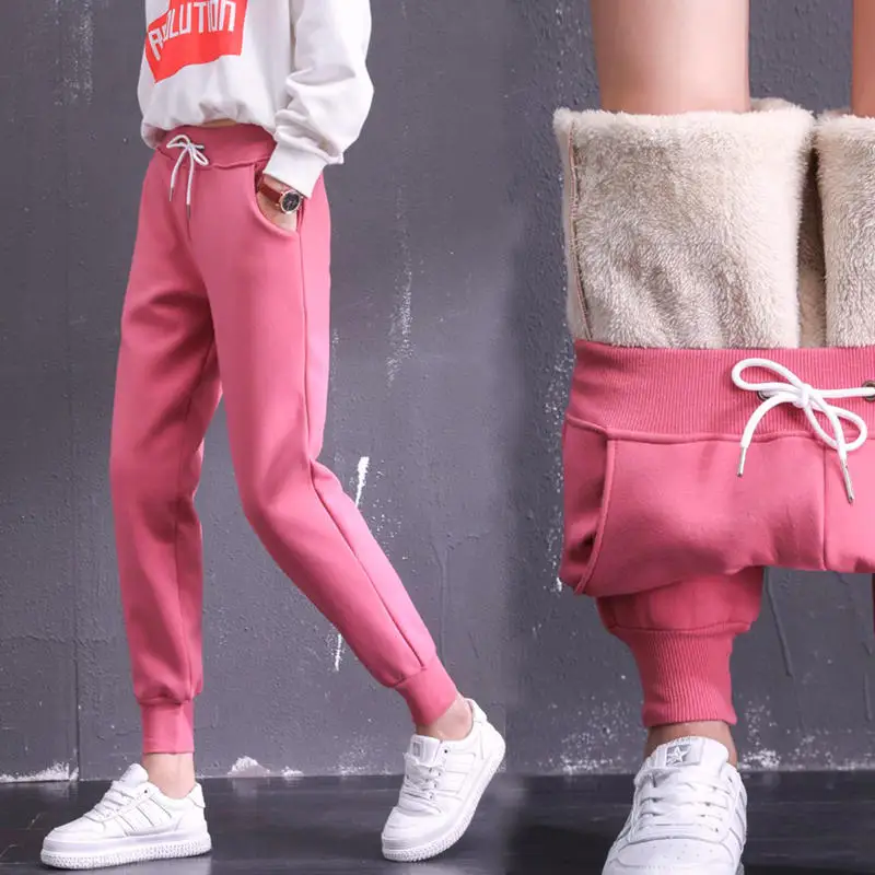 pink style 1 Зимняя куртка Для женщин Pantalon Femme плюс бархат утолщаются овечья шерсть впитывает пот и Штаны повседневные штаны-шаровары свободные длинные брюки Для женщин C5144 - Цвет: pink style 1
