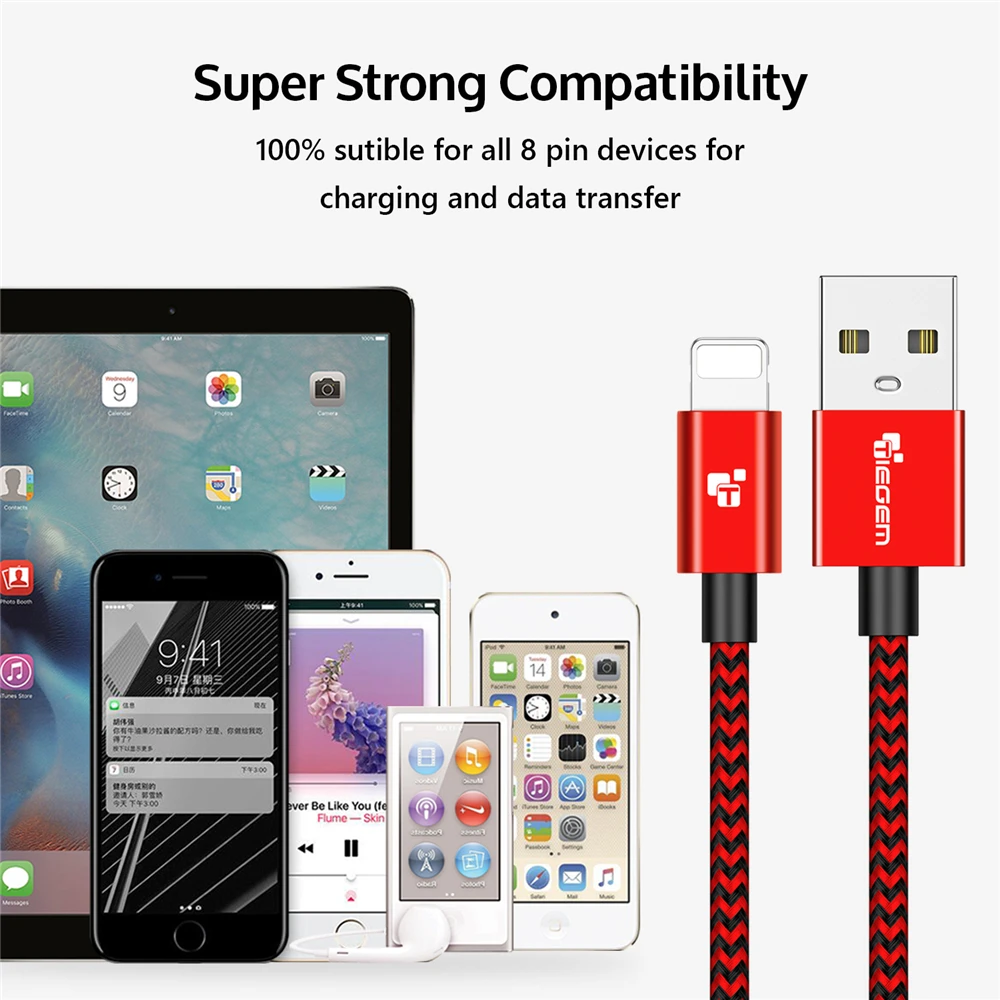 USB кабель TIEGEM для iPhone 6 7 2.5A быстрая зарядка iOS 8 10 зарядки и передачи данных iPhone|usb
