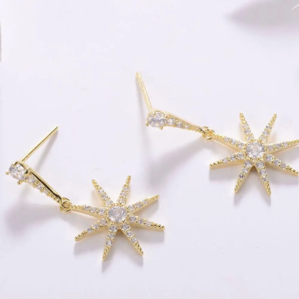 LicLiz New 925 Sterling Silver Sunlight Classic Gold Drop Earrings for Women Zircon Diamond Sun Dangle Jewelry LE0587 | Украшения и