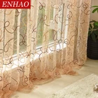 ENHAO Современные тюлевые шторы с вышивкой для гостиной, спальни, кухни, сплошные оконные шторы, тюлевые шторы, тканевые занавески