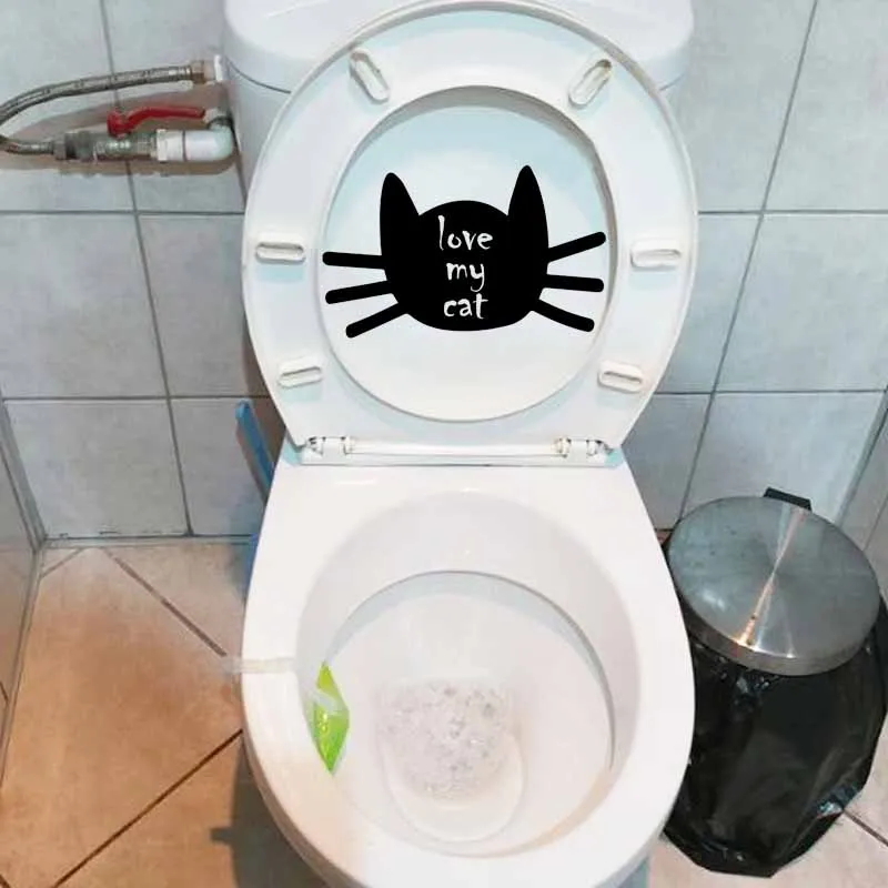 YOJA 23.3X14.2CM Love My Cat наклейки для унитаза стены Стикеры Китти кошачьей любимого