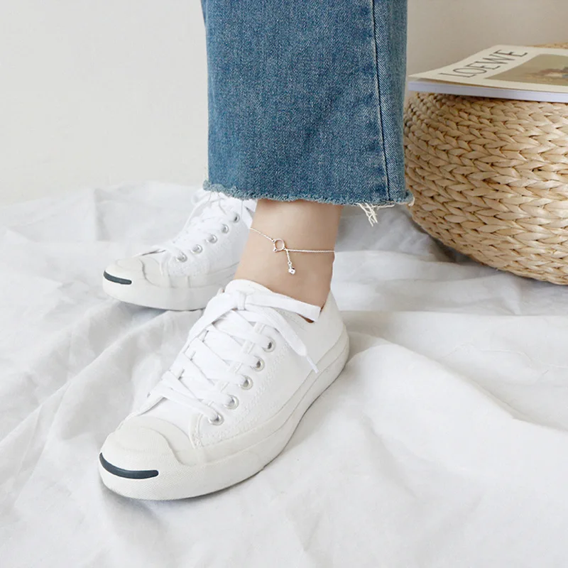 100% 925 sterling silver cute cat bell ankle bracelet femme enkelbandjes fashion anklets for women foot jewelry leg | Украшения и