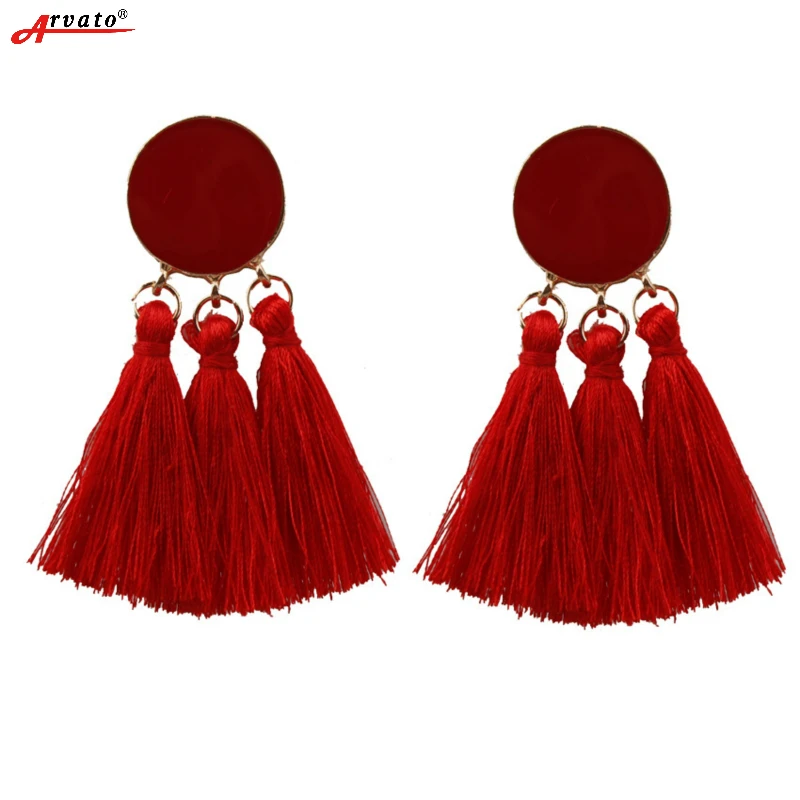 2018 новый черный boho кисточкой серьги для женская Мода jewelry красный чешские jujia