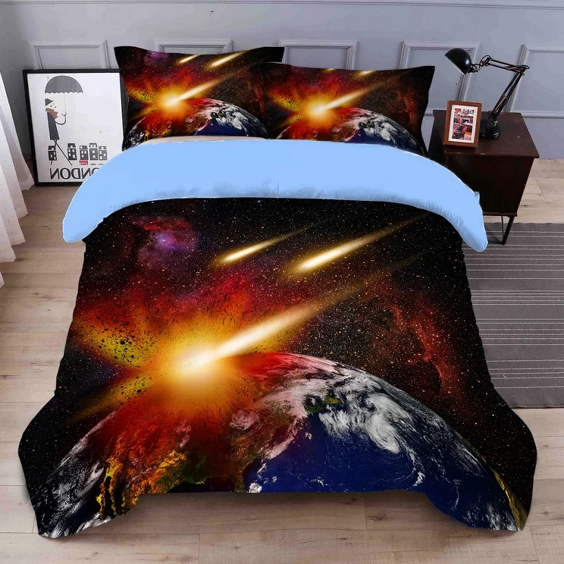 Набор постельного белья California king простыня pilow shams Galaxy Mars Earth пододеяльник