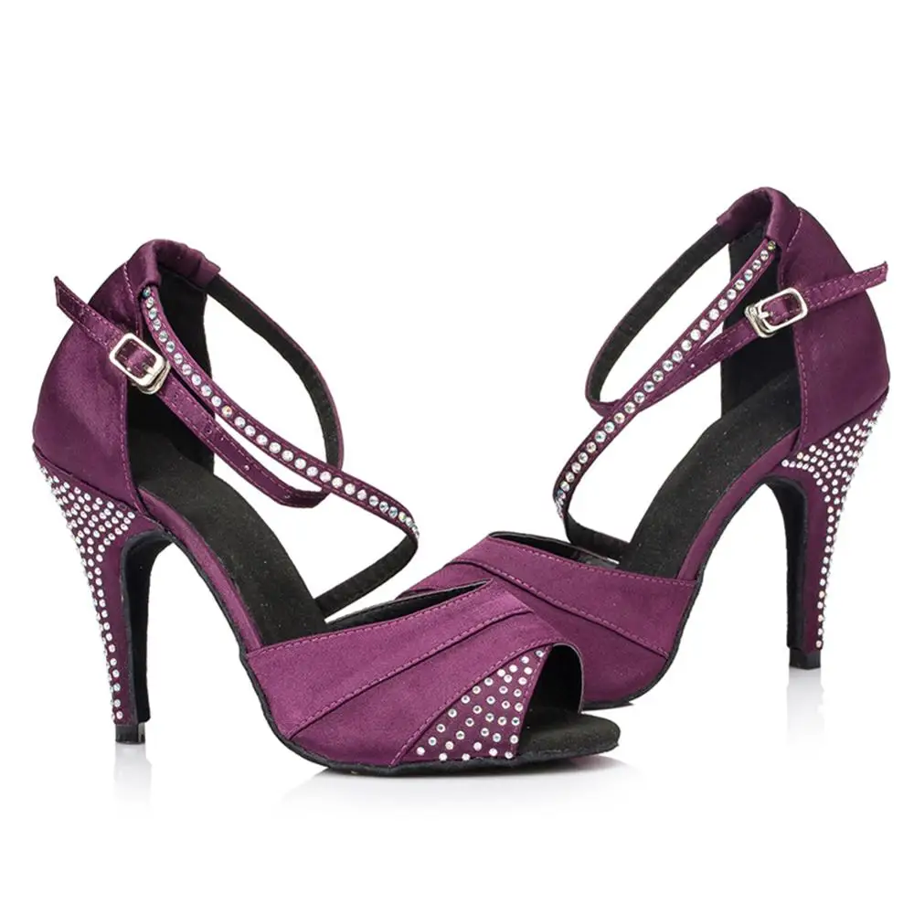 

New women's girls ladys Latin Dance Shoes Ballroom indoor tango salsa Rhinestone Dancing Shoes high heel wholesale Hot sale