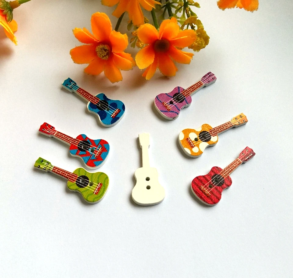 Деревянные пуговицы с 2 отверстиями 100 шт./лот случайные смешанные цвета