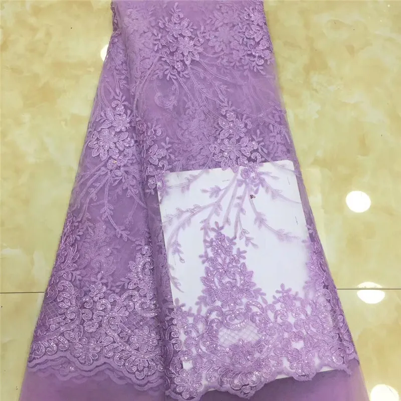 2019 высококачественное французское нигерийское Сетчатое кружево с блестками