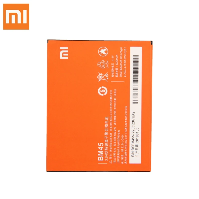 Сменный аккумулятор Xiao mi BM45 для Xiaomi mi Red mi Note 2 Red mi Note2 Redrice, подлинный аккумулятор для телефона 3060 мА/ч