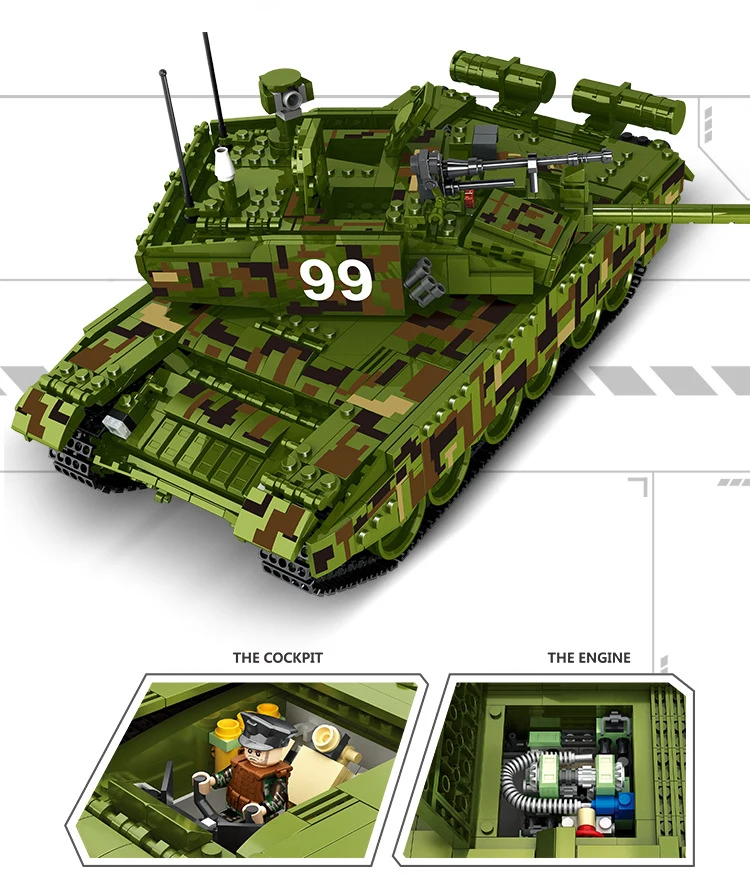 AIBOULL PLS военные строительные блоки 632002 1339 шт. Тип 99 основной боевой танк