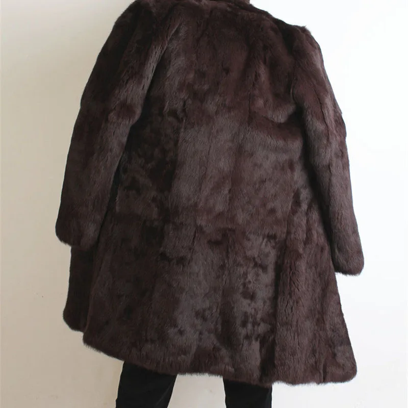 

Turn down collar natural rabbit fur jackets men long style real fur coats outerwear fur overcoat 2019 autumn winter