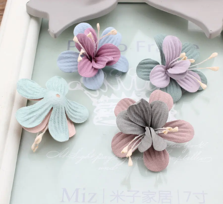 Новый дизайн 50 шт./лот красочные замшевые Мультяшные лилии в форме цветов ручной