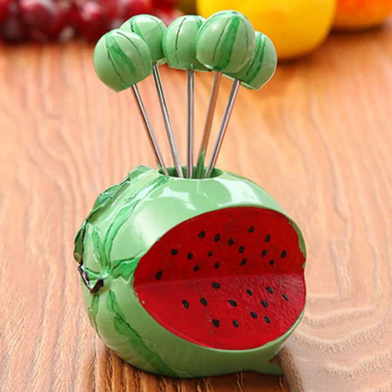 Watermelon QuickDone креативная милая форма в виде фруктов, фруктовая вилка из нержавеющей стали, фруктовая вилка многократного дизайна безопасно для здоровья кухня зубочистка AKC5121 - Цвет: Watermelon