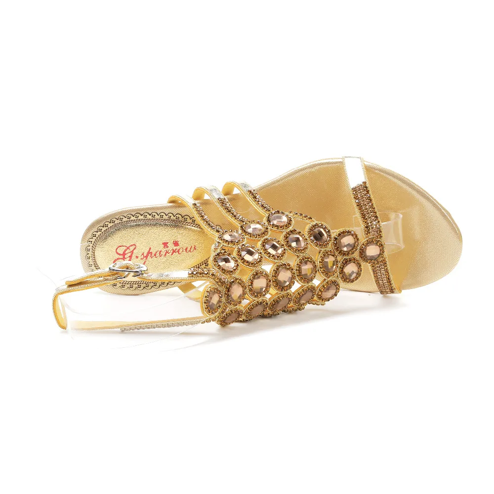 Лето 2017 г. Новые сандалии на каблуке с Т образным ремешком и пряжкой украшенные