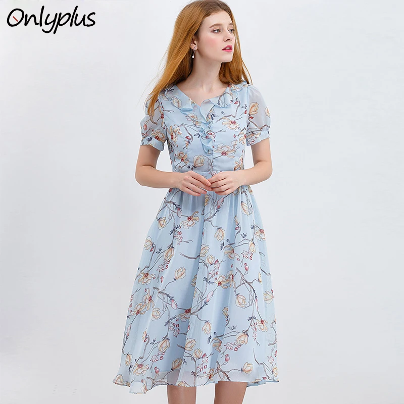 Onlyplus 2019 летнее платье женское шифоновое с цветочным принтом Бохо модное пляжное