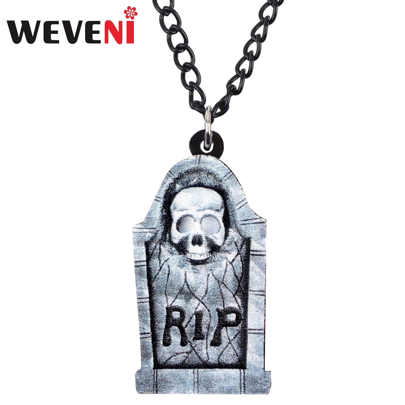 WEVENI акриловое ожерелье на Хэллоуин с черепом и гробницей цепным воротником