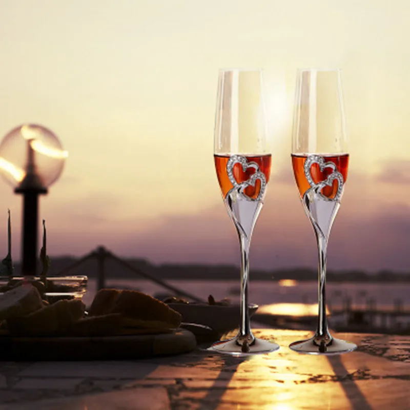 2 шт./компл. Свадебные бокалы с кристаллами для жарки шампанского флейты чашка