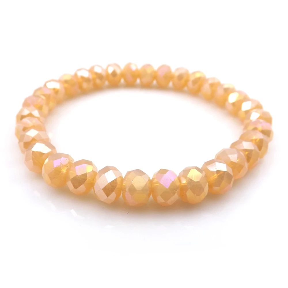 

Cute 8mm Orange AB Faceted Crystal Beaded Bracelets For Women 20pcs/lot