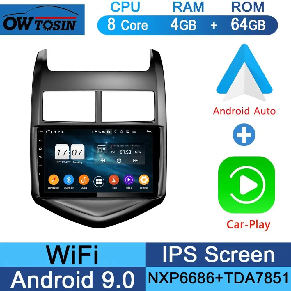 " ips 8 ядерный 4 Гб+ 64 ГБ Android 9,0 автомобильный dvd-плеер для Chevrolet Aveo Sonic 2011 2012 2013 gps Радио Стерео CarPlay Parrot BT - Цвет: 64G CarPlay Android