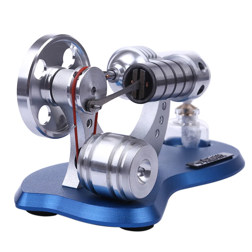 Металлический цилиндр модель двигателя стремлинг микро внешнего сгорания синяя