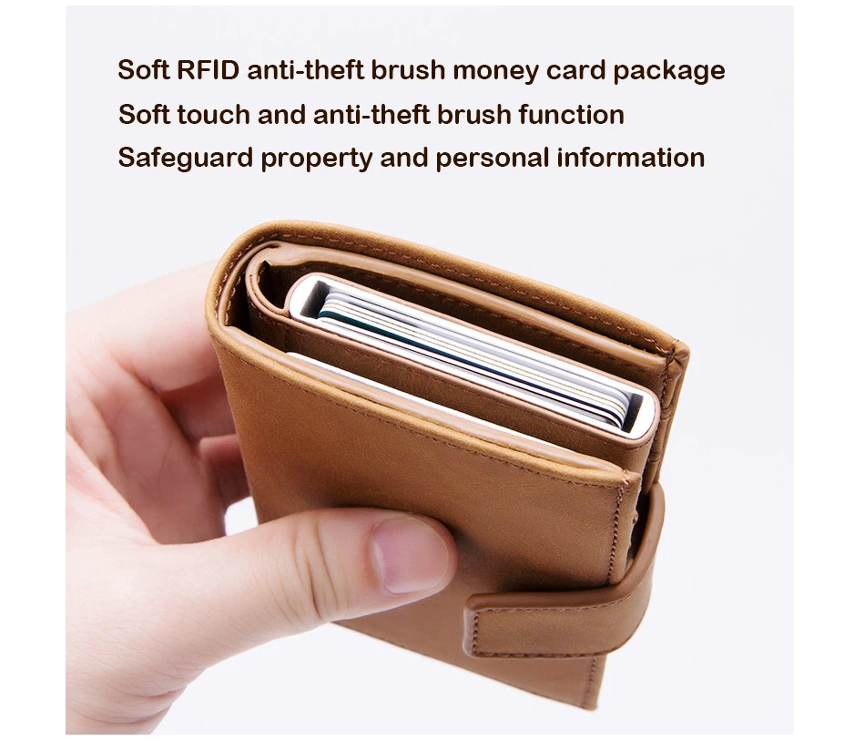 KEEBREAK защита от RFID алюминиевый мужской держатель для карт id держатель для банковской кредитной карты Чехол Мужской кожаный карманный минималистичный кошелек