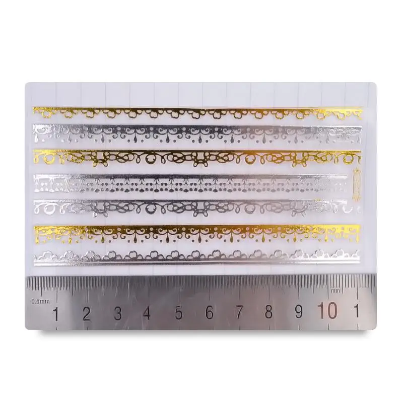 Mtssii 1 шт. золотистые Серебристые Металлические кружевные наклейки для ногтей