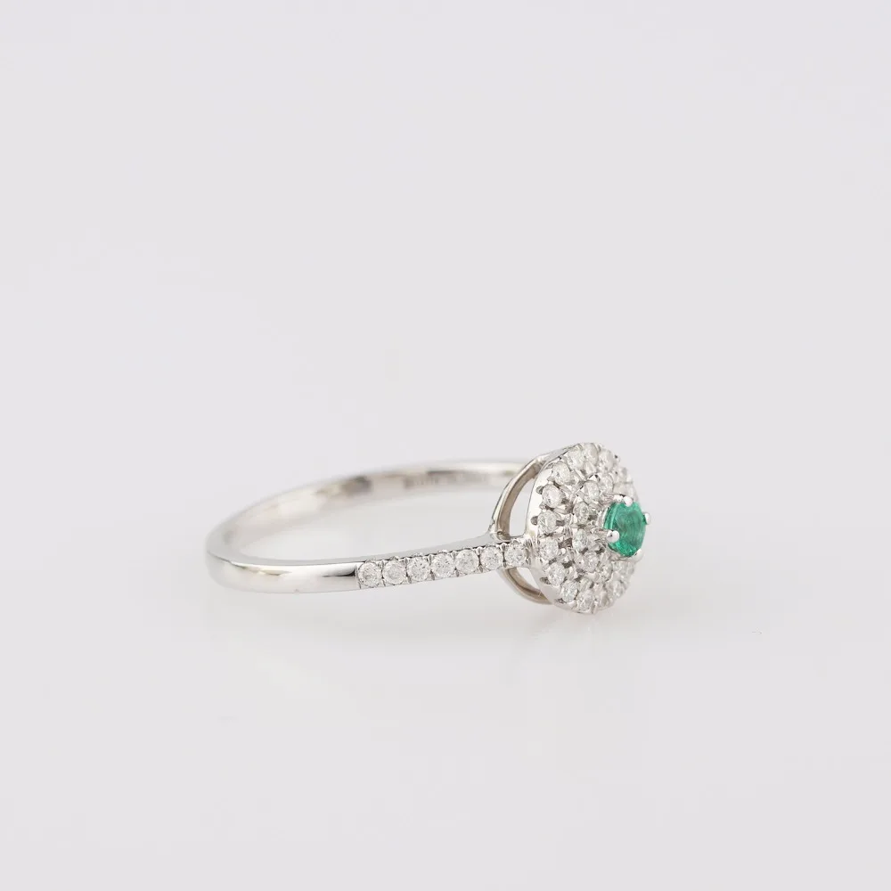 LASAMERO круглая форма 0.07CT натуральный Изумрудный драгоценный камень Halo алмазные