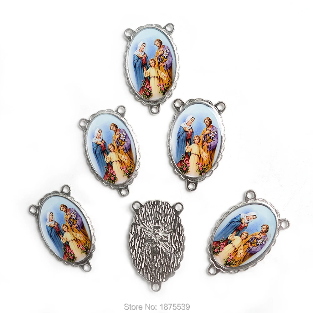 Большая сплав четки Центральная медаль 39*25 мм Иисуса милости Mary Our Lady of Grace St Pio Holy family - Цвет: RQ143-3