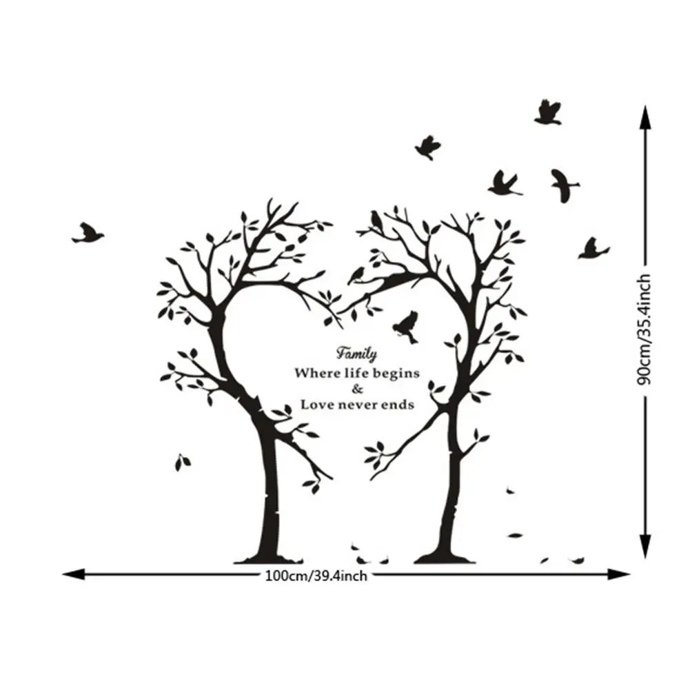 Съемная семья любящее сердце Дерево цитаты стикер на стену искусство Гостиная