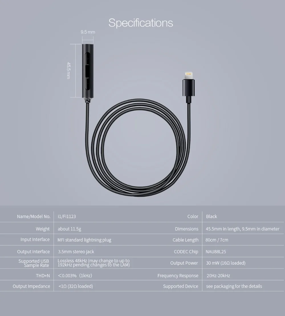 Fiio i1(Fi 1123) усилитель ЦАП с микрофоном сделано для iPhone X/iPhone 8 Lightning штекер 3,5 мм стерео разъем