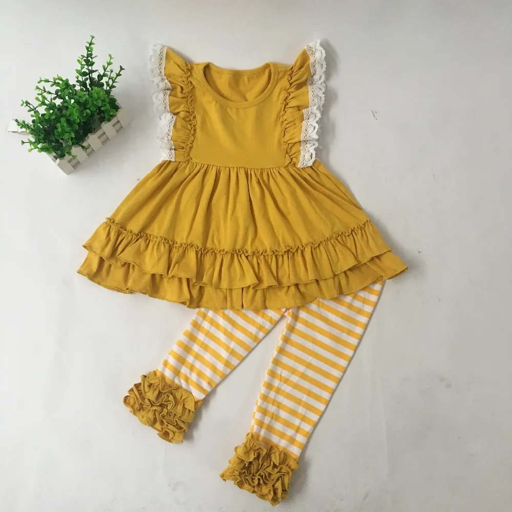 Puresun Boutique Remake/комплекты летней одежды для девочек желтый цвет топ с короткими