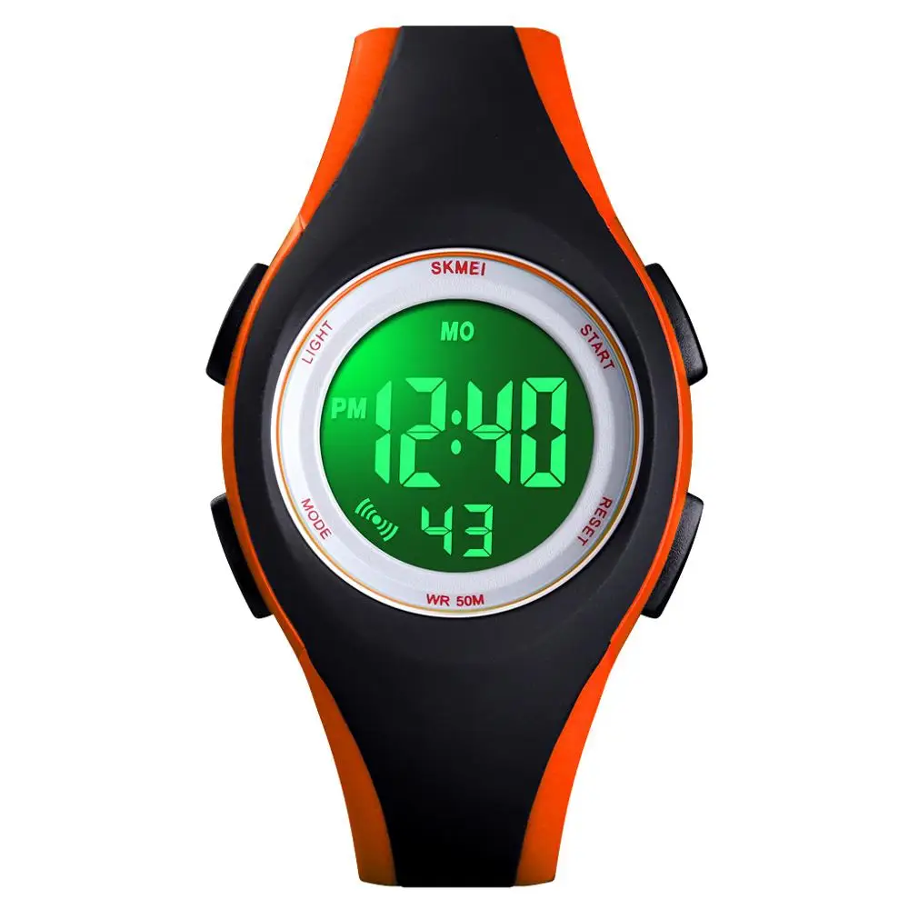 Black orange Брендовые Детские часы SKMEI, 50 м, водонепроницаемые спортивные часы с хронографом и секундомером для мальчиков, модный браслет для девочек, детские наручные часы - Цвет: Black orange