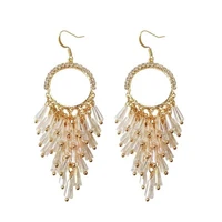 korean new trendy hook earrings transparent crystal beads long statement earrings for women fashion jewelry