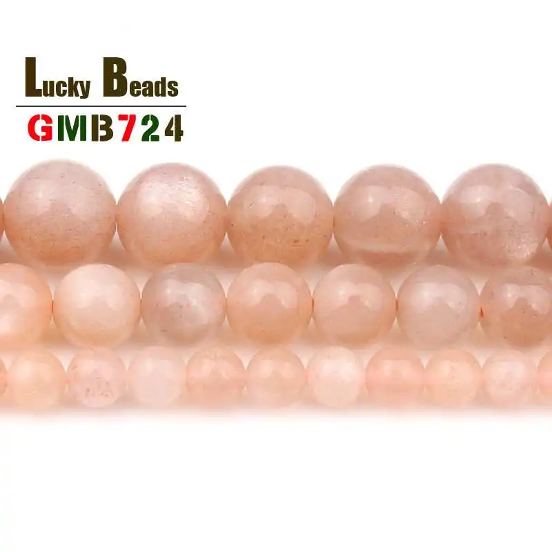 

A+ Natural Sunstone Beads Smooth Round Loose Stone Beads For DIY Making Bracelet Necklace Jewelry Charms 15 Inches 4mm/6mm/8mm