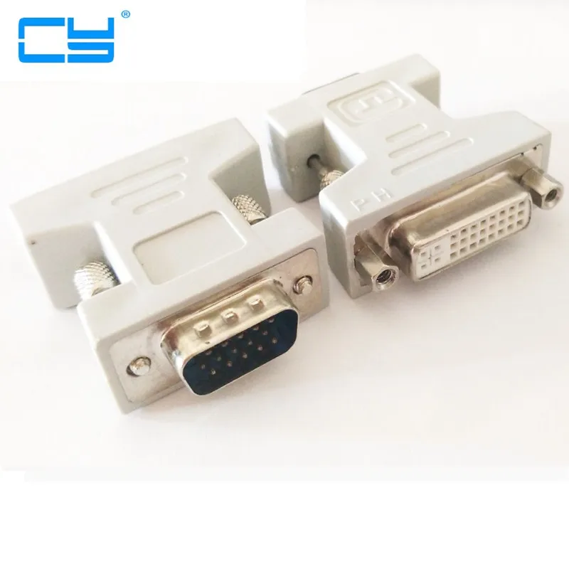 5 шт. VGA SVGA RGB 15Pin Masculino para DVI I 24 + adaptador Feminino Bege vga dvi placa de video|adaptador vga|vga dviadaptador |