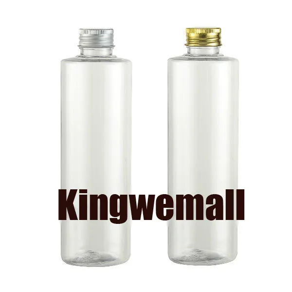 

wholesale 250ml transparent round cosmetic packaging bottle with aluminum top cap bottle 300pc/lot