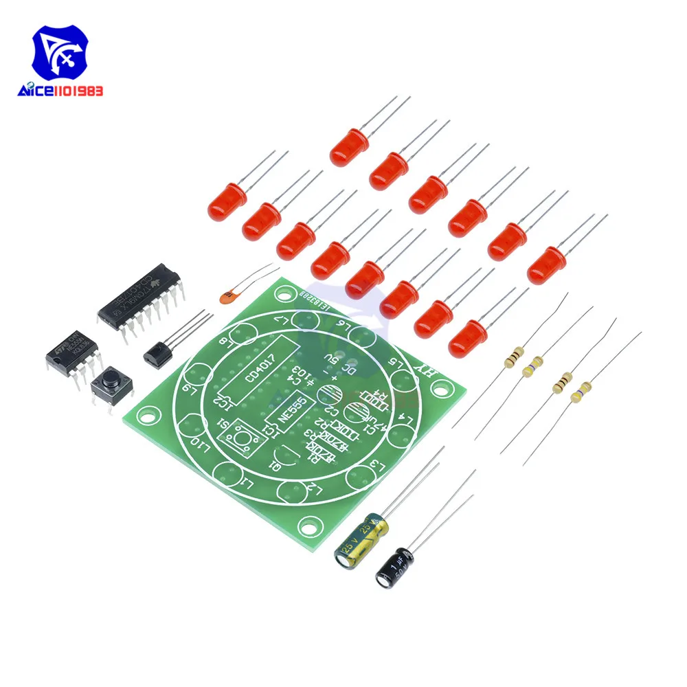 Diymore круглый Лаки поворотные люкс электронный компонент Fortune CD4017 NE555 светодиодный