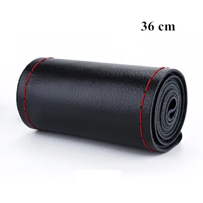 36 Red DIY чехлы на руль из мягкой волокнистой кожи, оплетка на руль автомобиля с иглой и резьбой, аксессуары для интерьера - Название цвета: 36 Red