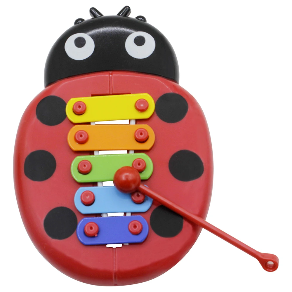 Красочные 5 тонов ксилофон Glockenspiel мультфильм форма божьей коровки с молотком музыкальная игрушка ударный инструмент для детей
