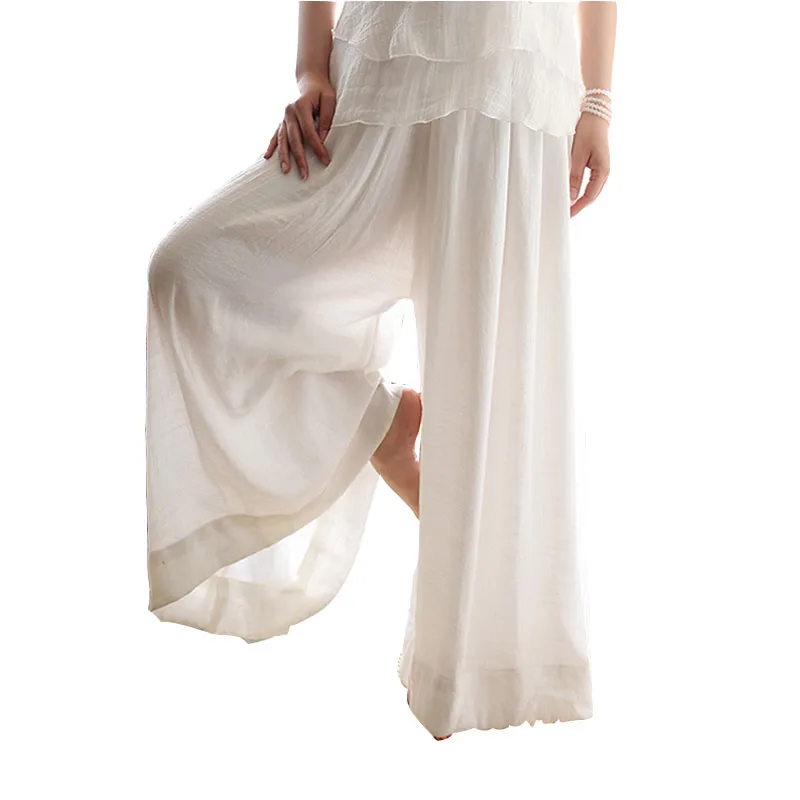 Брюки Hanfu женские винтажные длинные белые широкие |
