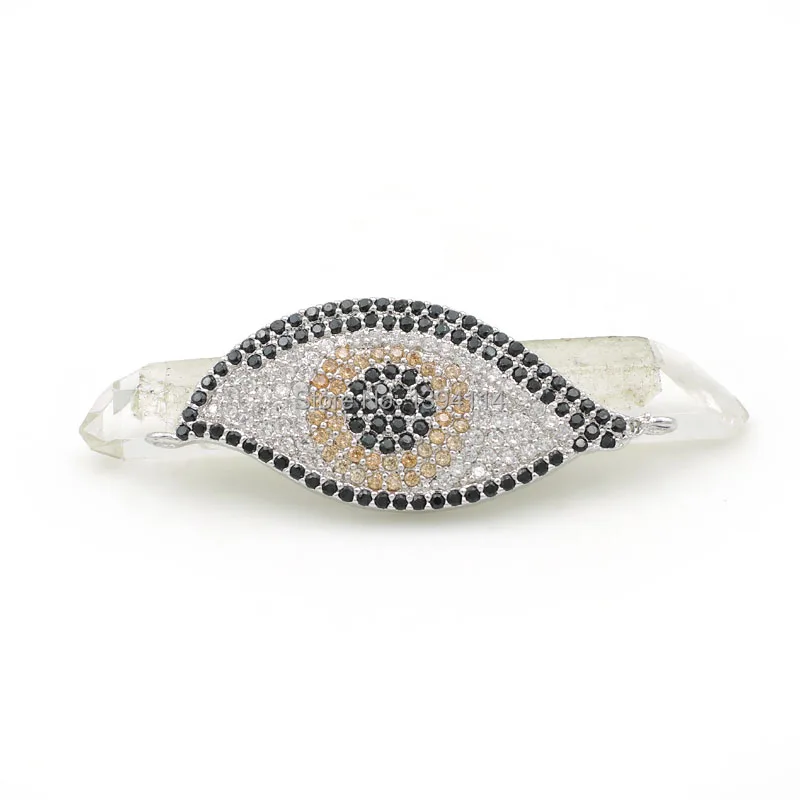 35*14*3 мм Micro Pave черный прозрачный оранжевый CZ сглаза Шарм Разъем Fit для мужчин и
