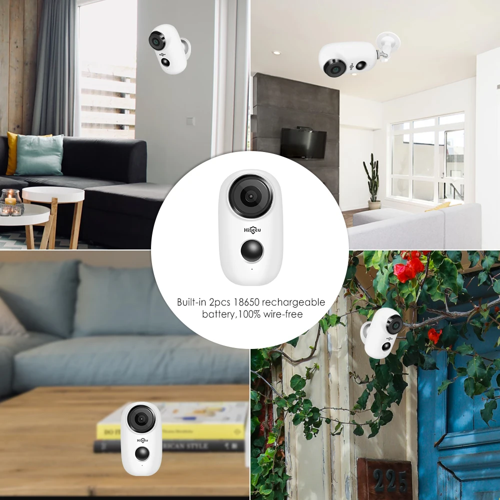 Hiseeu 1080P ip-камера с питанием от аккумулятора солнечной панелью защищающая