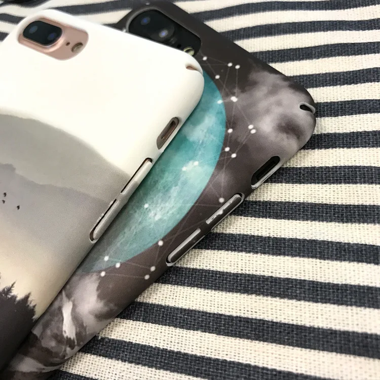 Винтажный чехол для телефона с принтом гор леса облаков iPhone 6 Puls 6s 7 8 Plus X жесткая