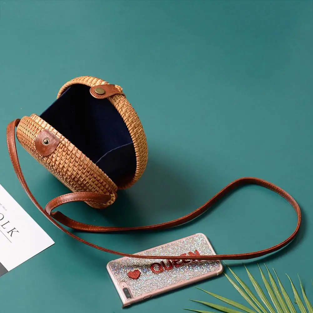 CC ручная ротанговая плетеная богемная круглая пляжная сумка в стиле ретро модная