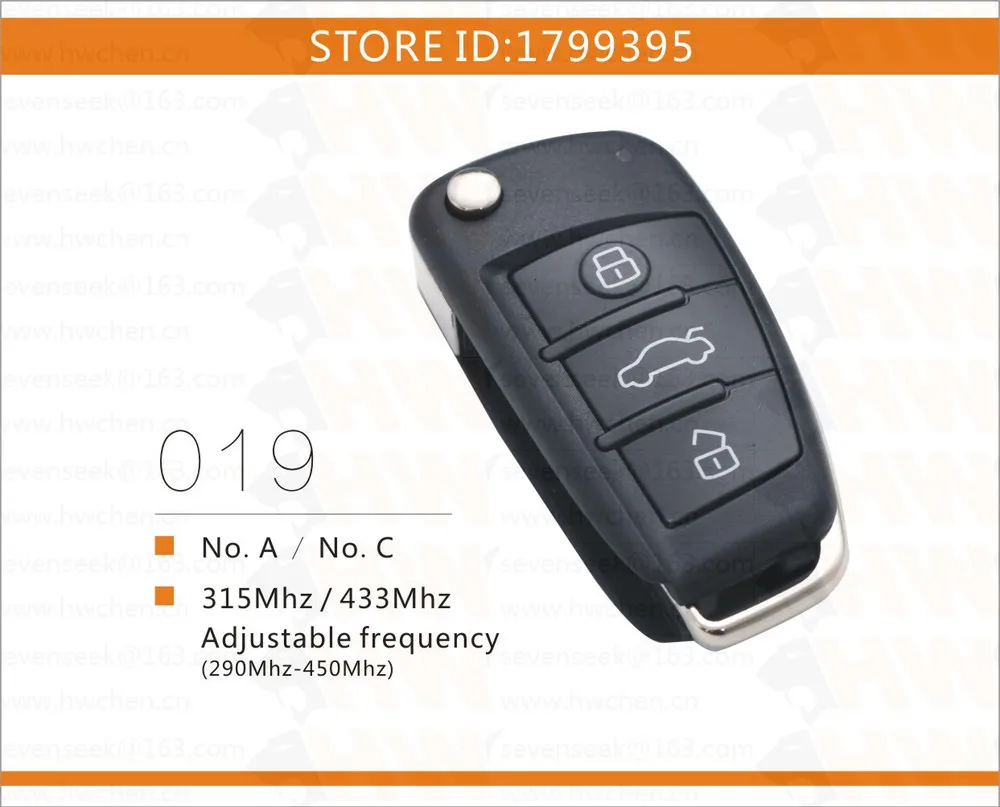 Audi N O.A с фиксированным кодом для дистанционного управления master 433 adjsutable RF