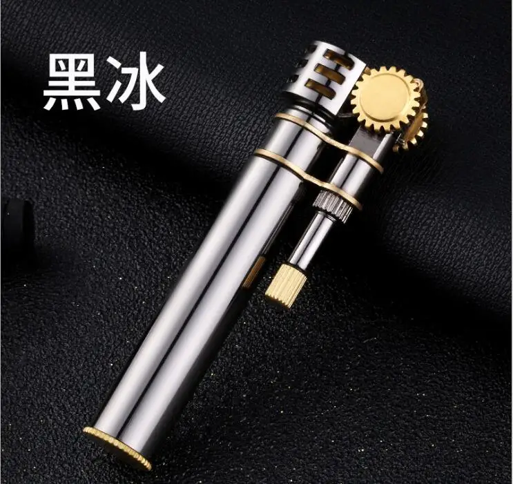 Главный Зажигалка старинная Зажигалка фонарь огонь шлифовальный круг Керосин Зажигалка Подарочная посылка - Цвет: Черный