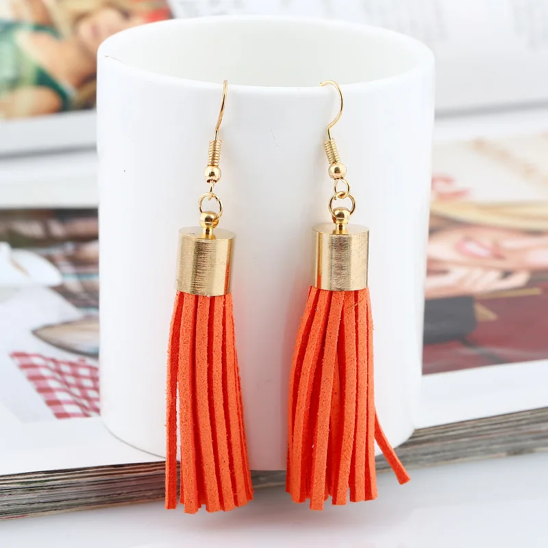 2017 модные корейские Бархатные серьги с кисточками эффектные украшения в стиле