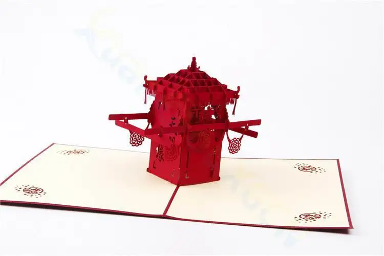 3D открытка для Дня Святого Валентина свадьбы всплывающая полый красный