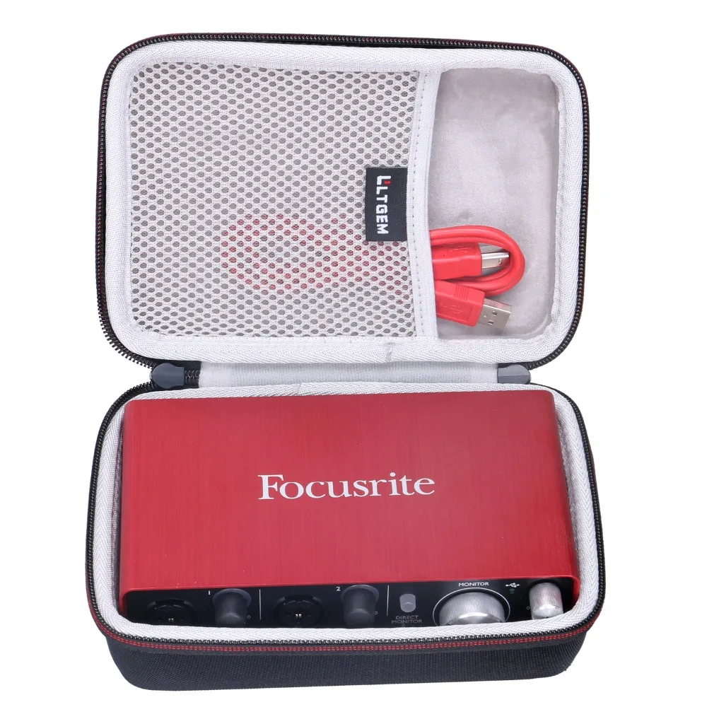 Жесткий Дорожный Чехол LTGEM EVA для Focusrite Scarlett Solo 2i2 (2-го поколения) с USB-интерфейсом |